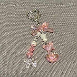 New Small Resin Bow & Butterfly With Silver Bag Charm